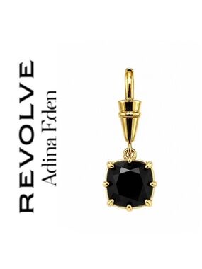 Revolve x Adina Eden Black Onyx Cushion Cut Prong-Set Faceted Tear-Drop Charm